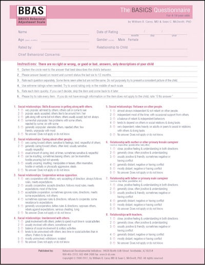 BBAS 2017- 100 Questionnaire and Profile Sheets